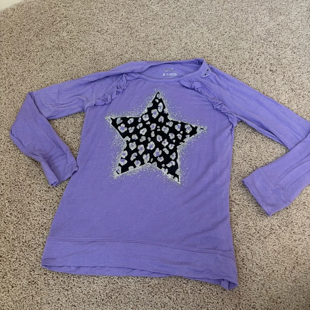 The Children's Place NWT Purple Sparkly Cheetah Star Long Sleeve Top Size 8
